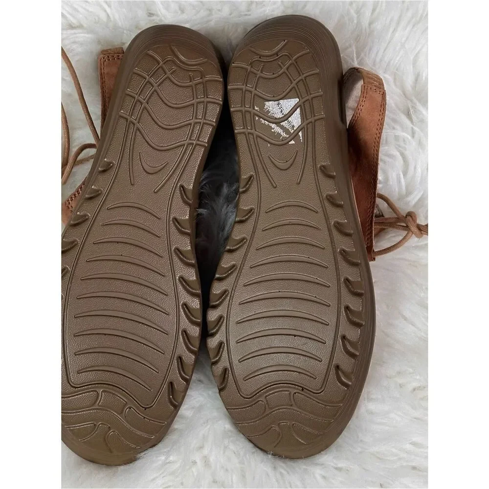 Skechers Brown Suede Lace-Up Platform Wedge Sandals